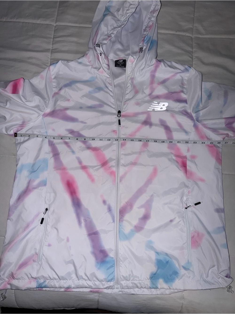 New Balance White & Pastel Hooded Jacket - 2X - Picture 2 of 9